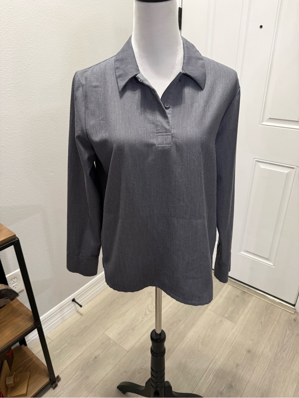 Figs Gray Quarter Button-Down Long Sleeve Work Shirt
